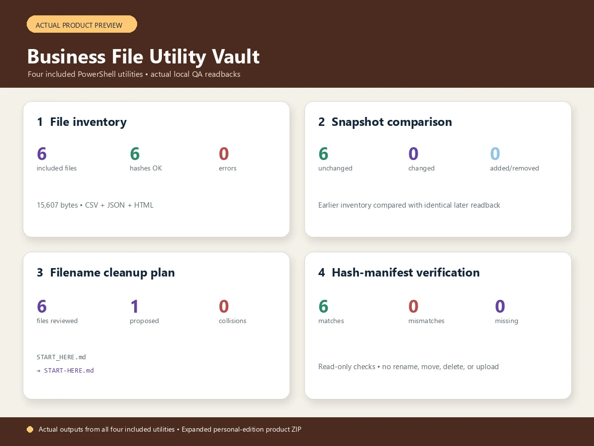Actual product preview for Business File Utility Vault