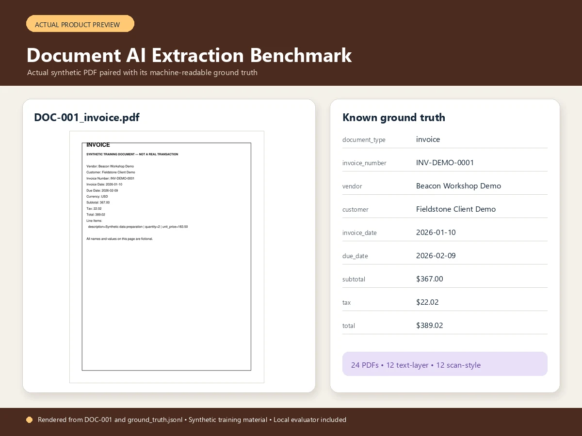 Actual product preview for Document AI Extraction Benchmark